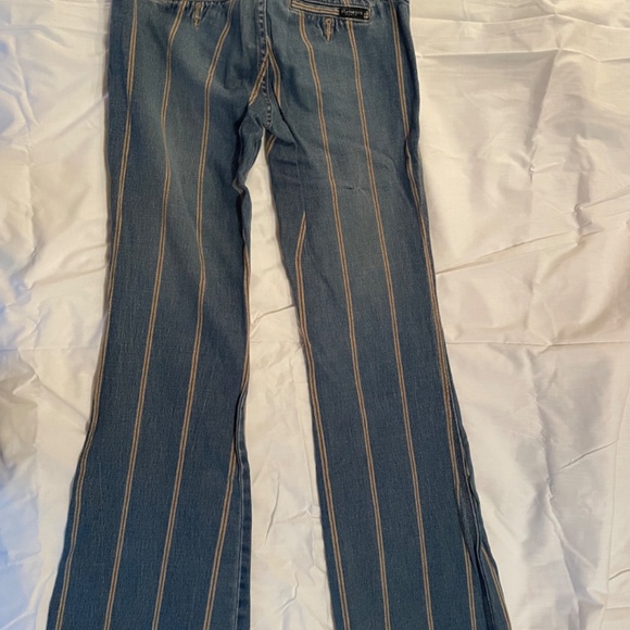 Y2K Low Rise Jeans with Pinstripes Flare Bellbottoms Unique! Z. CAVARICCI - Picture 4 of 5